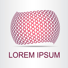 Logo stylized spherical surface with abstract shapes