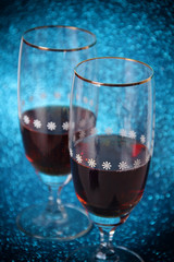 Pair of glasses with red wine