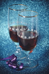 Pair of glasses with red wine