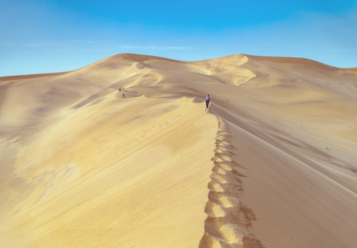 The Dune 7 in Sossusvlei plato of Namib Naukluft National Park - Namibia, South-West Africa