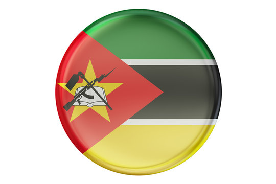 Badge with flag of Mozambique, 3D rendering