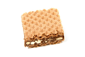 Wafers with chocolate on a white background
