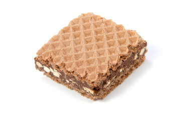 Wafers with chocolate on a white background