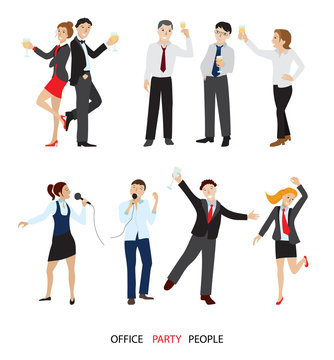 Office party people set flat vector