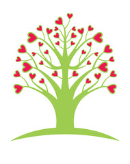 Love tree. Flat vector template.