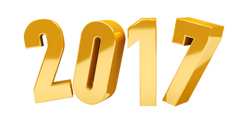 3D rendering gold 2017 new year eve illustration