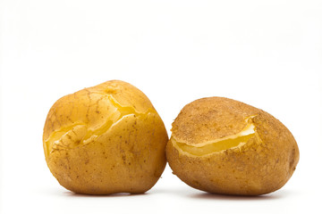 Good boiled potato on white background 