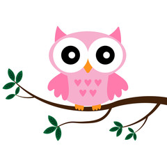 Rose owl sitting on the branch