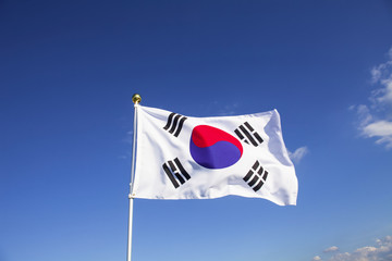 Waving at the sky of korean flag