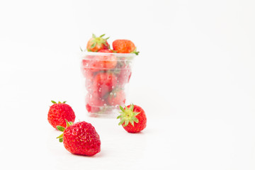 Strawberries on plastic cup