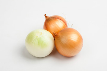 Onions under soft light on a white