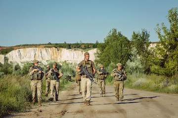 British special forces soldiers with weapon take part in military