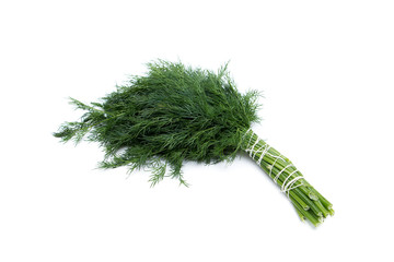 a bunch of dill on white background