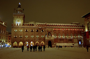 Bologna main square after the heavy snowfall of 2012 © alexzappa