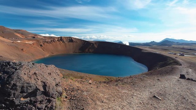 Krafla Víti volcanic explosion crater lake in Iceland is about 300 meters in diameter. Formed during a massive volcanic eruption Myvatn Fires in 1724.