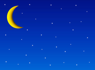 Plakat Cielo notturno con luna e stelle