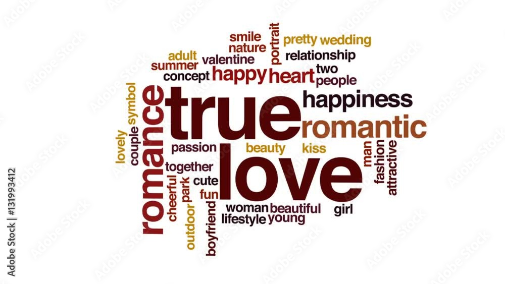 Poster true love animated word cloud.