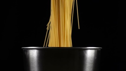 bunch of spaghetti falls in a pot - Powered by Adobe