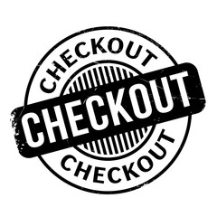 Checkout rubber stamp. Grunge design with dust scratches. Effects can be easily removed for a clean, crisp look. Color is easily changed.