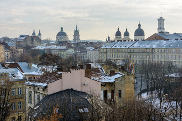 Fototapeta na wymiar Winter Day in Lviv, Ukraine.