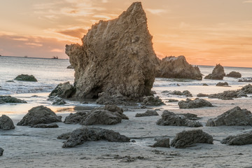 sunset at El Matador Beach near Malibu California