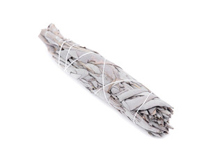 Sage smudge stick isolated on white background