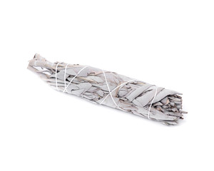 Sage smudge stick isolated on white background
