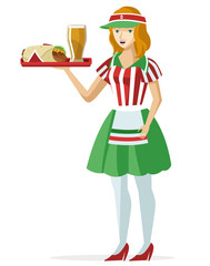 mexican food taco burrito and beer serving waitress girl