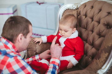 Grandfather with his grandson in the new year