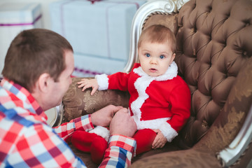 Grandfather with his grandson in the new year
