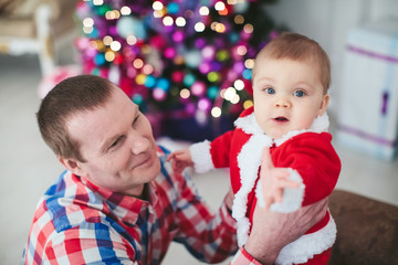 Grandfather with his grandson in the new year