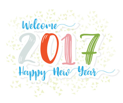 Welcome 2017 Happy New Year Greeting Card Background Vector Illu
