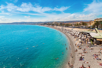 Panoramic view of beach in Nice