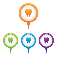 Set of Tooth or Dental Marker Icons