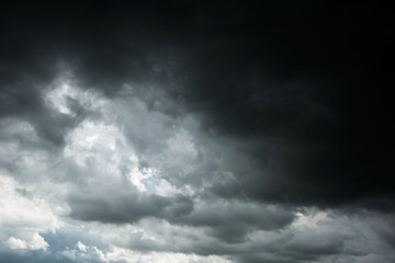 Dramatic black clouds and thunderstorm before rainy