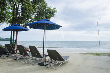 The beach chair evening wait for people sit at Trat province, Thailand