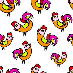 Seamless pattern with a rooster
