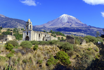 Pico de Orizaba volcano, or Citlaltepetl, is the highest mountain in Mexico, maintains glaciers and is a popular peak to climb along with Iztaccihuatl and other volcanoes in the country - 132004415