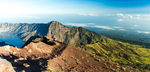 View along the crater rim, Volcano "Gunung RInjani", Lombok. Tak