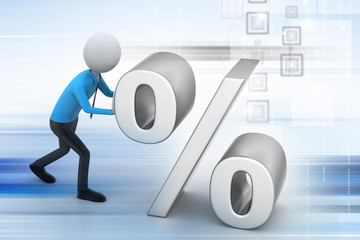 3d man pushing percent sign