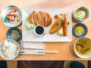 Crispy fried pork, shrimp, chicken - tonkatsu
