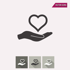 Heart in hand - vector icon.