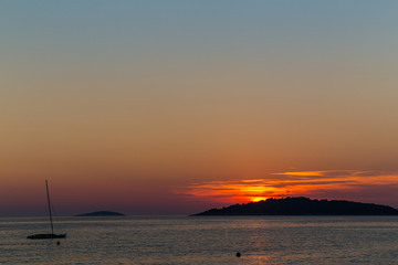 Sunset on the Adriatic Sea in Croatia, in summer