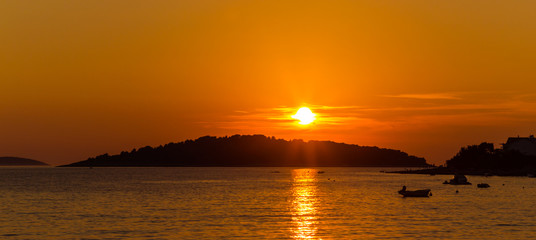 Sunset on the Adriatic Sea in Croatia, in summer