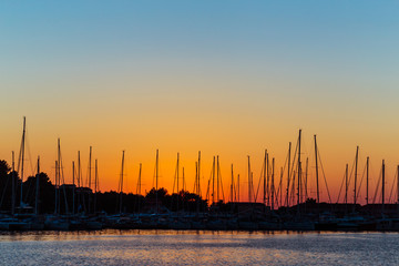 Naklejka premium Sunset on the Adriatic Sea in Croatia, in summer