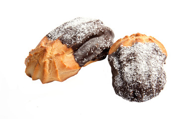 chocolate eclairs cake on a white background