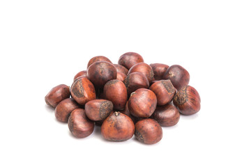 Roasted chestnuts isolated on white background