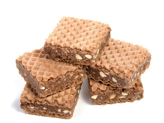 Wafers with chocolate on a white background