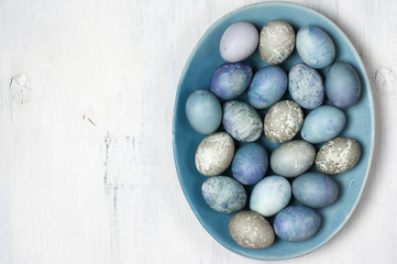 Blue and gray Easter eggs