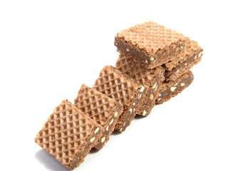 Wafers with chocolate on a white background